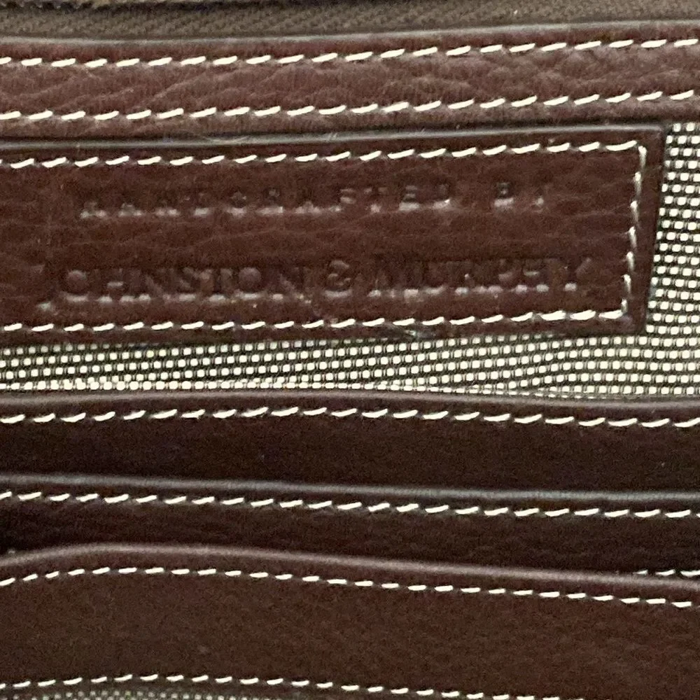 JOHNSTON AND MURPHY Brown Leather Briefcase
